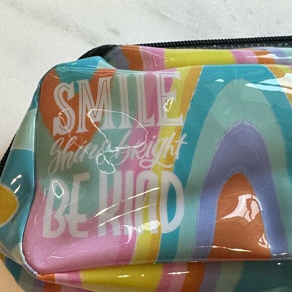 “Smile and Be Kind” Rainbow Pencil Pouch Cosmetic Bag - Picture 3 of 8